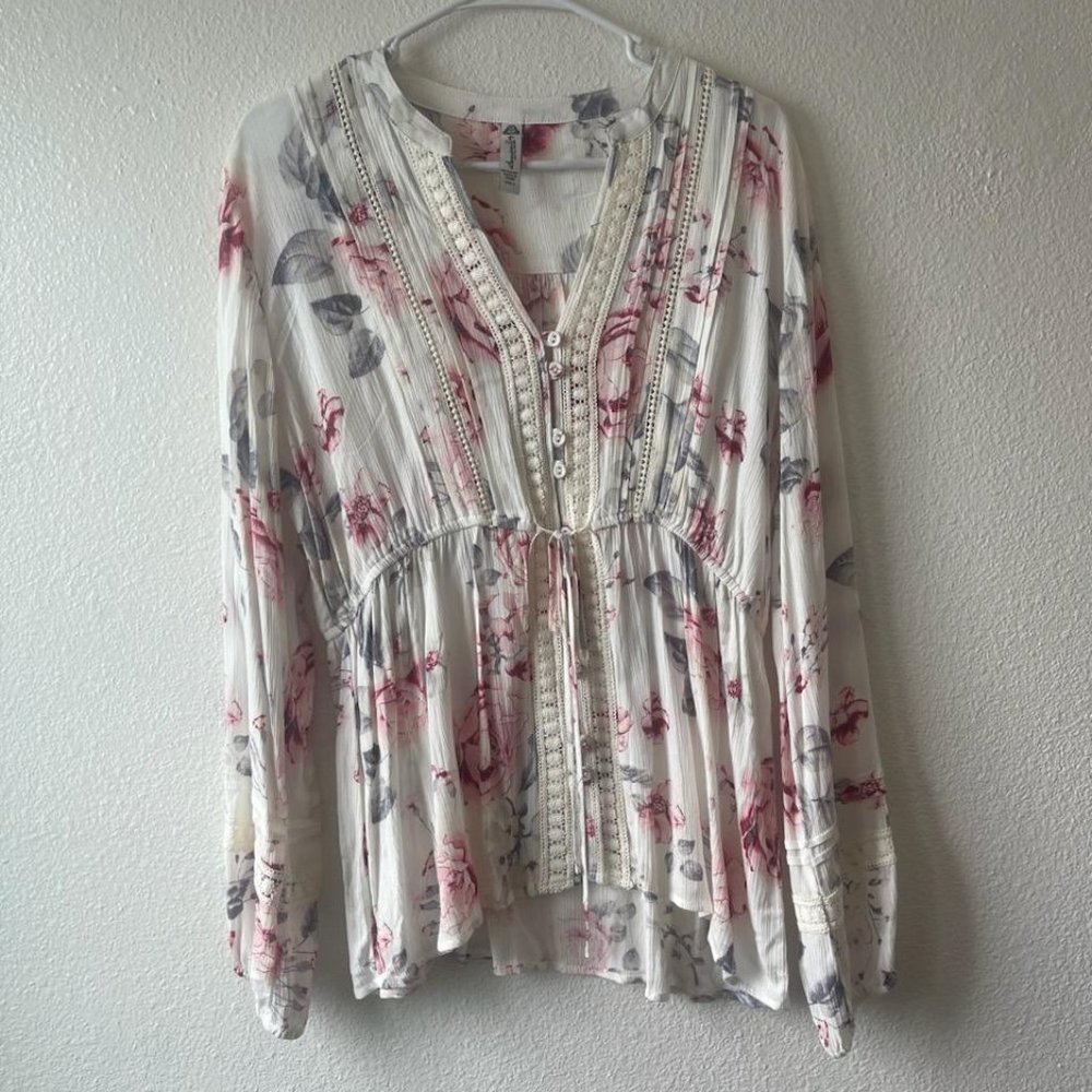 Juniors' American Rag Elastic-Waist Pintuck Blouse Size L